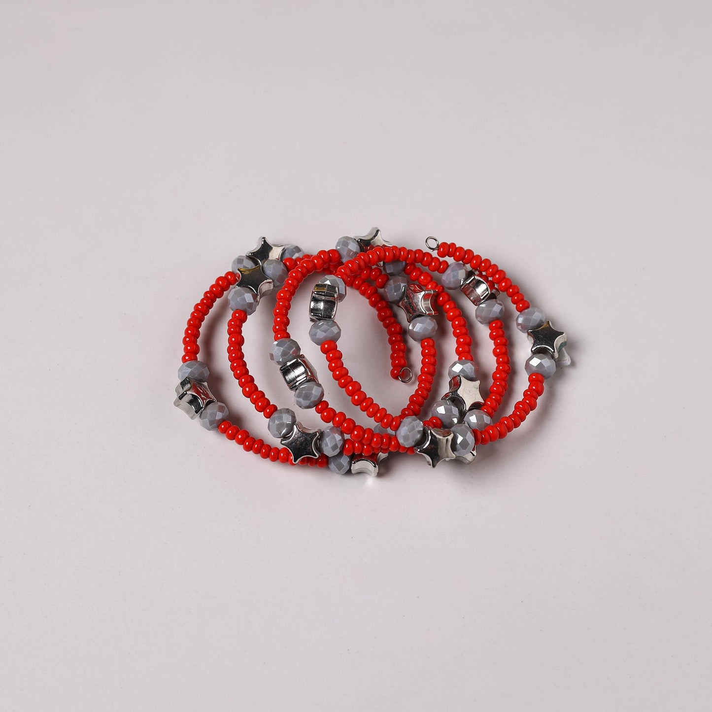 Red - spiral handmade beaded bracelet 195 - handcrafted