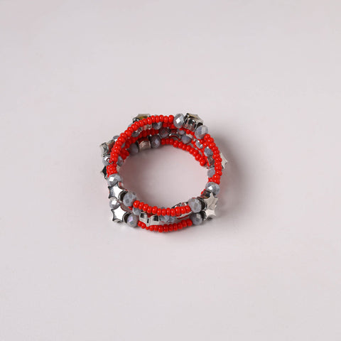 Red - spiral handmade beaded bracelet 195 - handcrafted