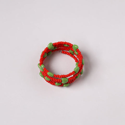 Red - spiral handmade beaded bracelet 216 - handcrafted