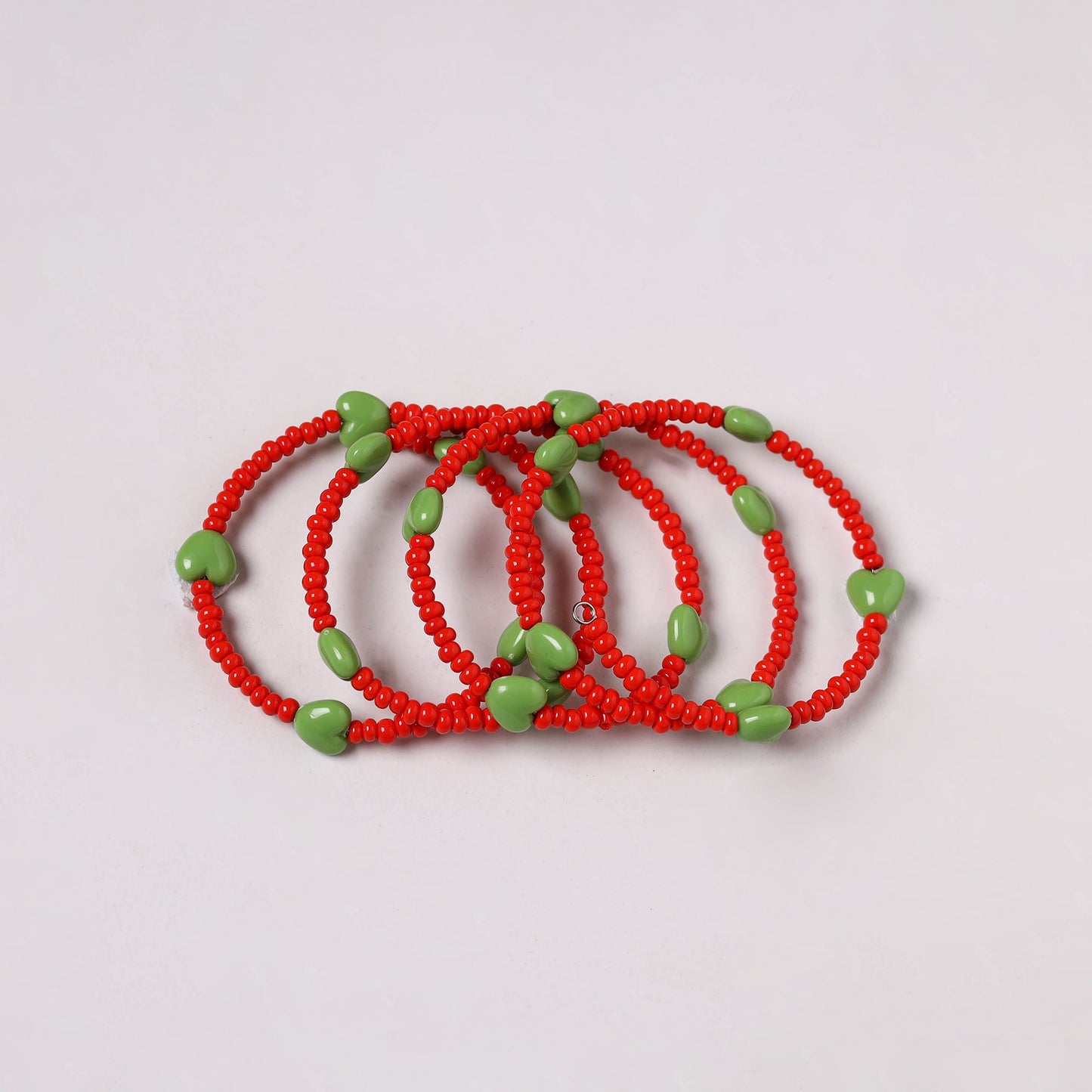 Red - spiral handmade beaded bracelet 216 - handcrafted