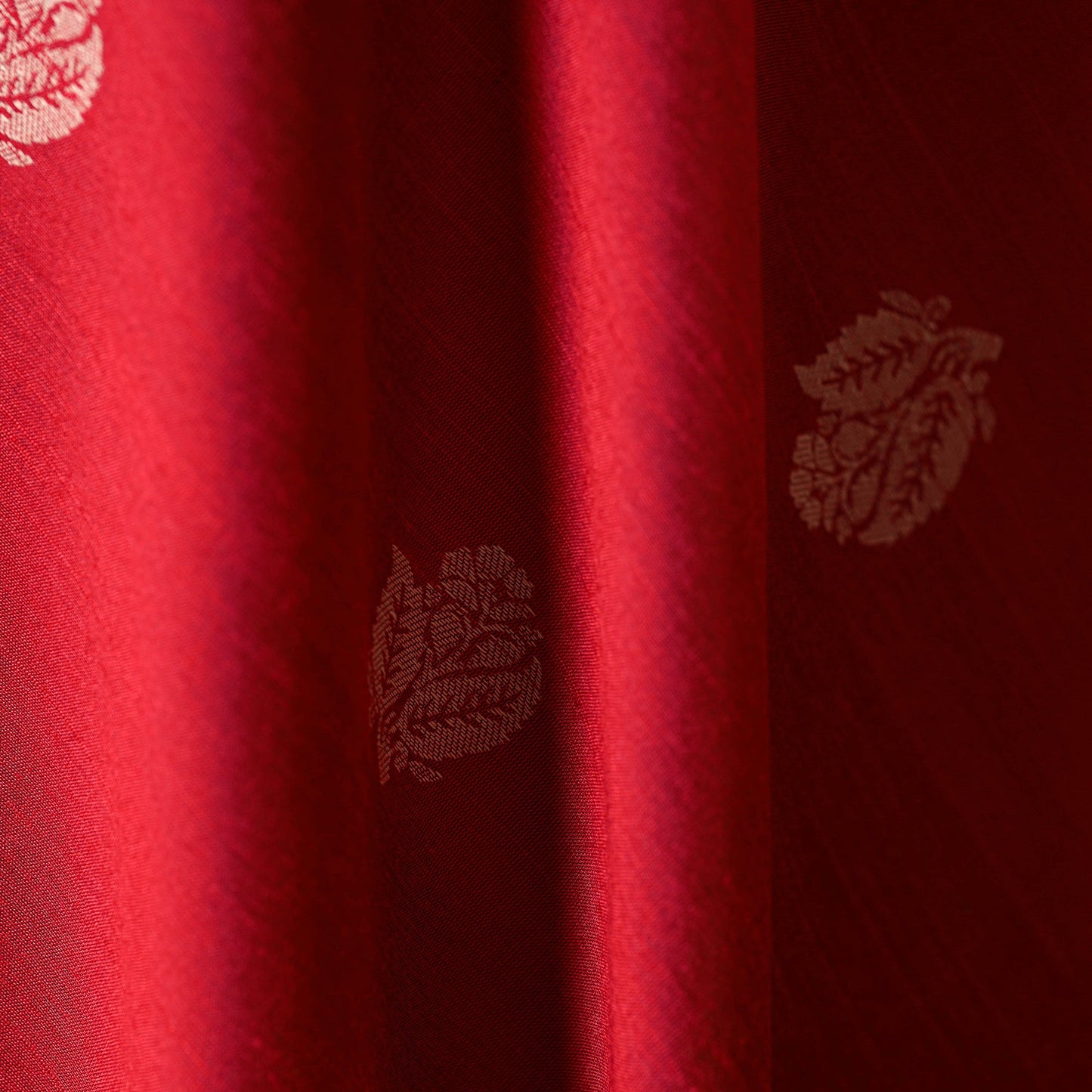 Red - spun dupion viscose silk thread buta fabric 03