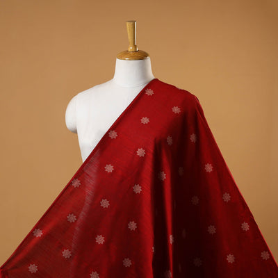 Red - spun dupion viscose silk thread buta fabric 18