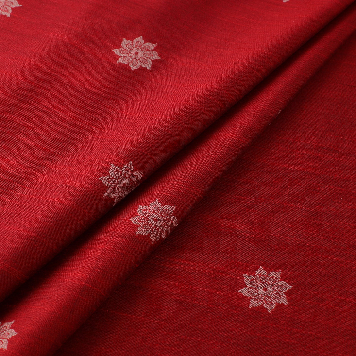 Red - spun dupion viscose silk thread buta fabric 18
