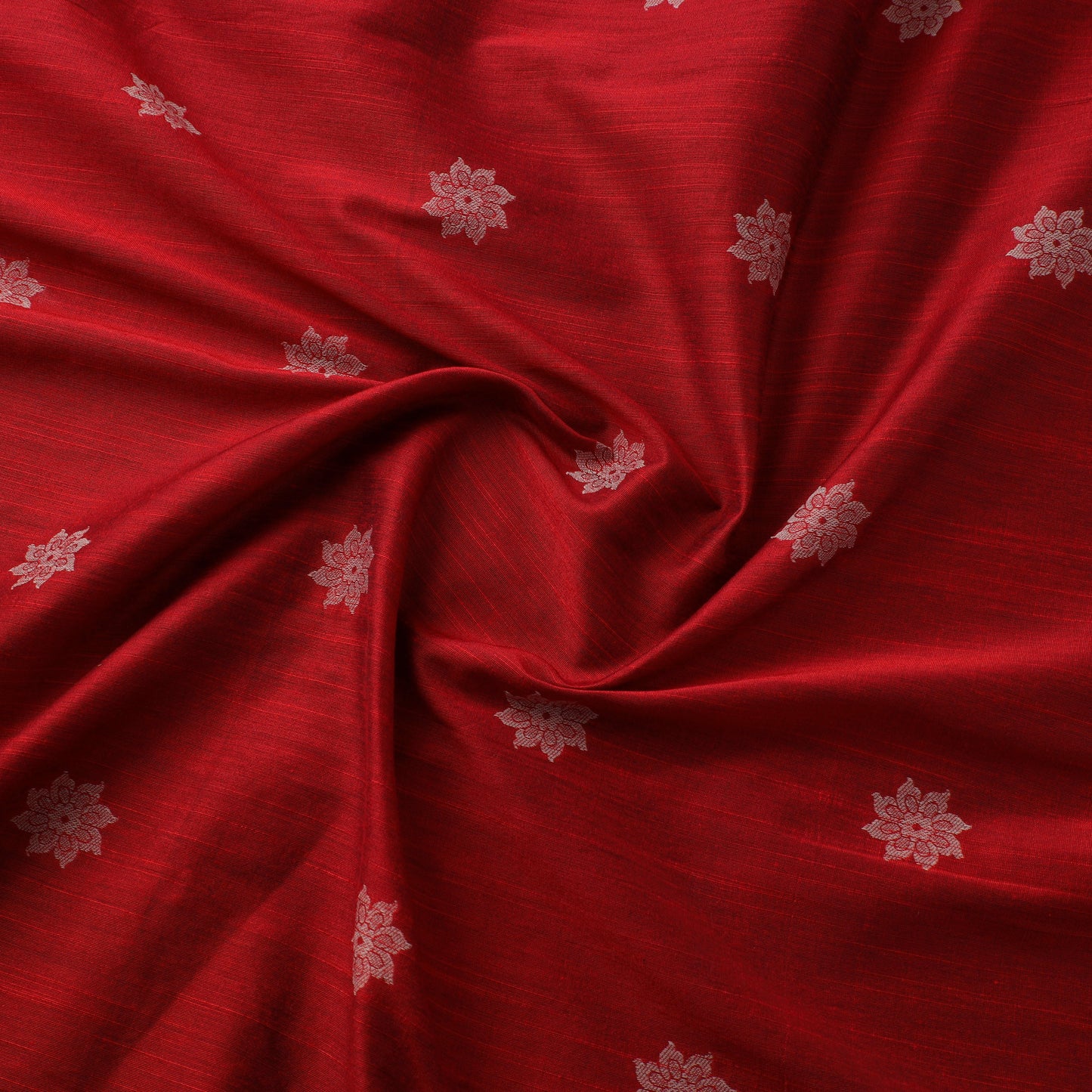 Red - spun dupion viscose silk thread buta fabric 18