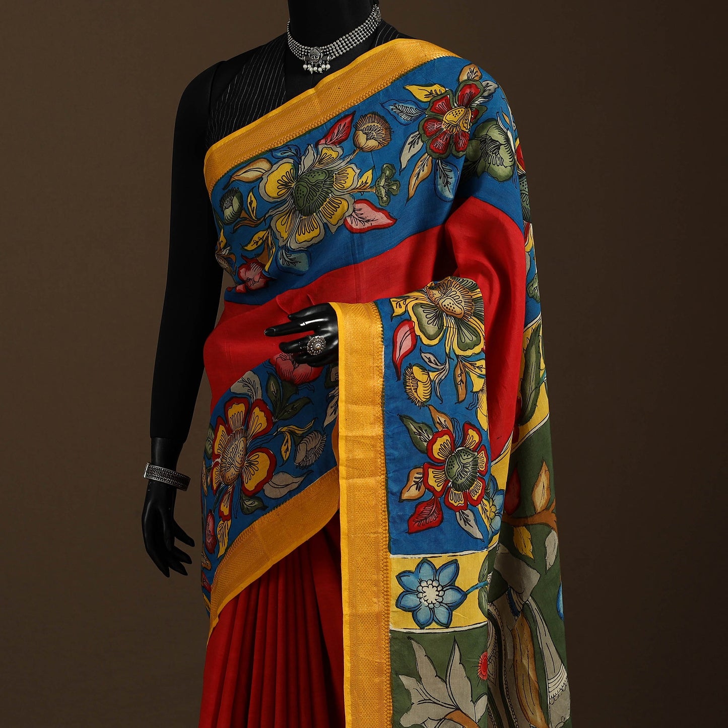 Red - srikalahasti handloom cotton handpainted pen