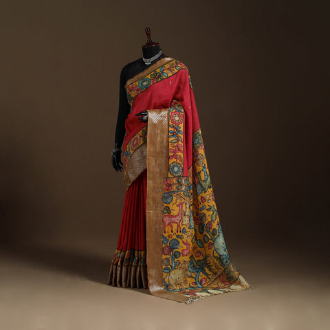 Red - srikalahasti handloom cotton handpainted pen