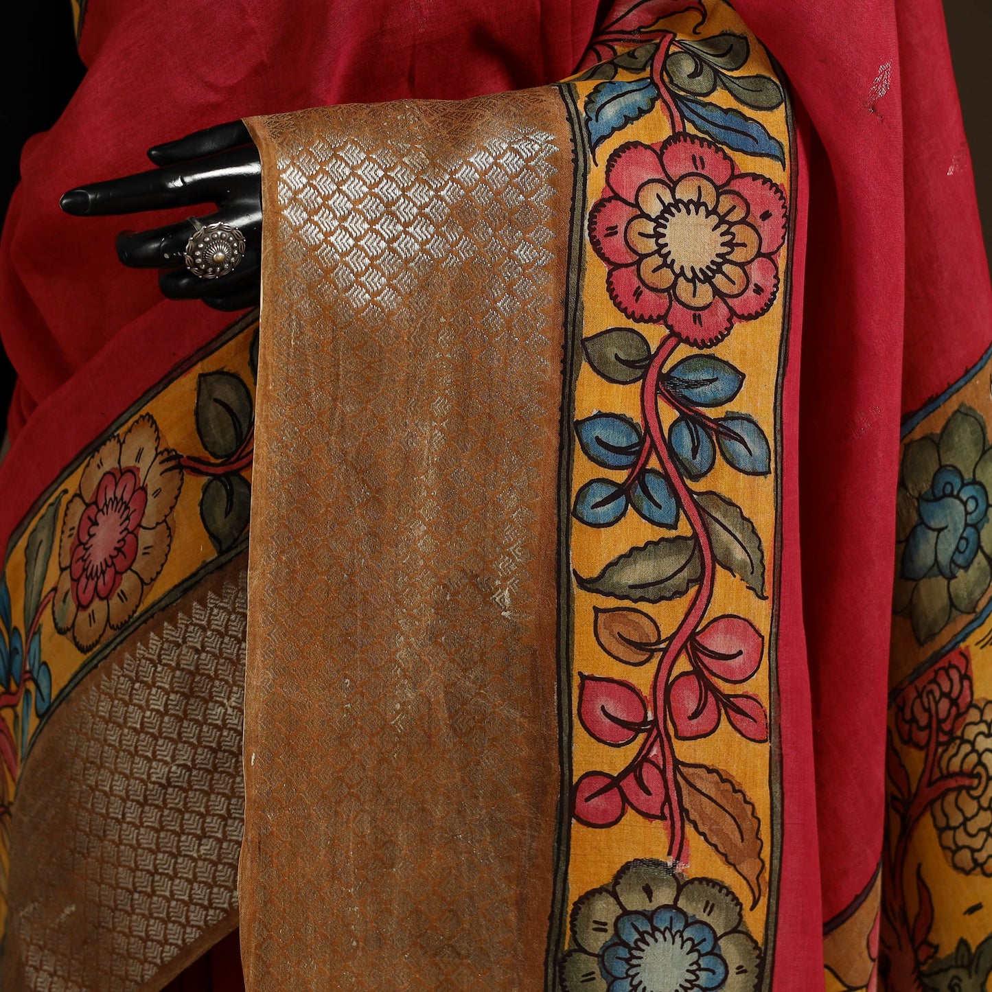 Red - srikalahasti handloom cotton handpainted pen