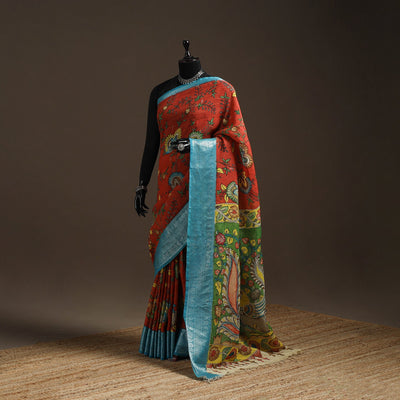 Srikalahasti handloom mangalagiri pattu silk handpainted