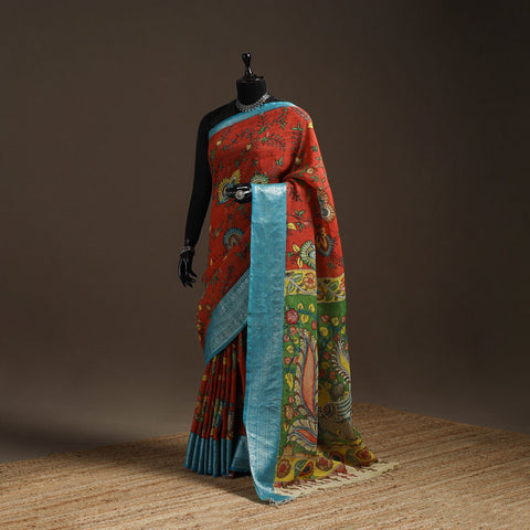 Srikalahasti handloom mangalagiri pattu silk handpainted