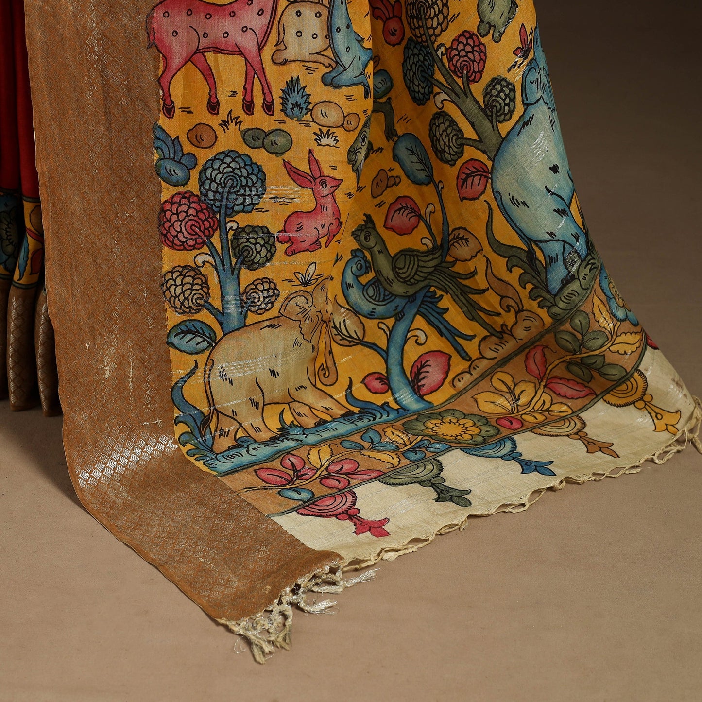 Red - srikalahasti handloom cotton handpainted pen