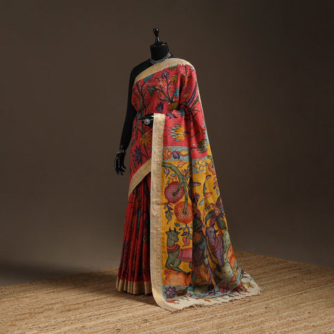 Srikalahasti handloom mangalagiri silk handpainted pen