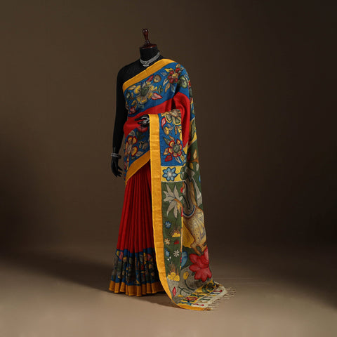 Red - srikalahasti handloom cotton handpainted pen