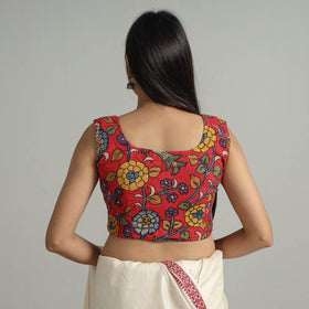 Red - srikalahasti handpainted penwork kalamkari chanderi