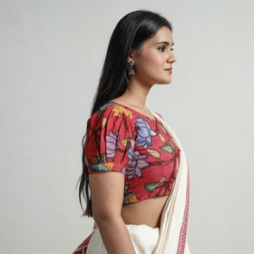 Red - srikalahasti handpainted penwork kalamkari chanderi