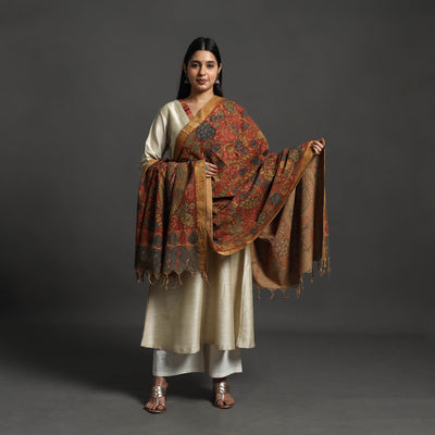 Red - mangalagiri cotton handpainted pen work kalamkari