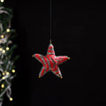 Red - star - hand embroidered felt christmas decor ornament