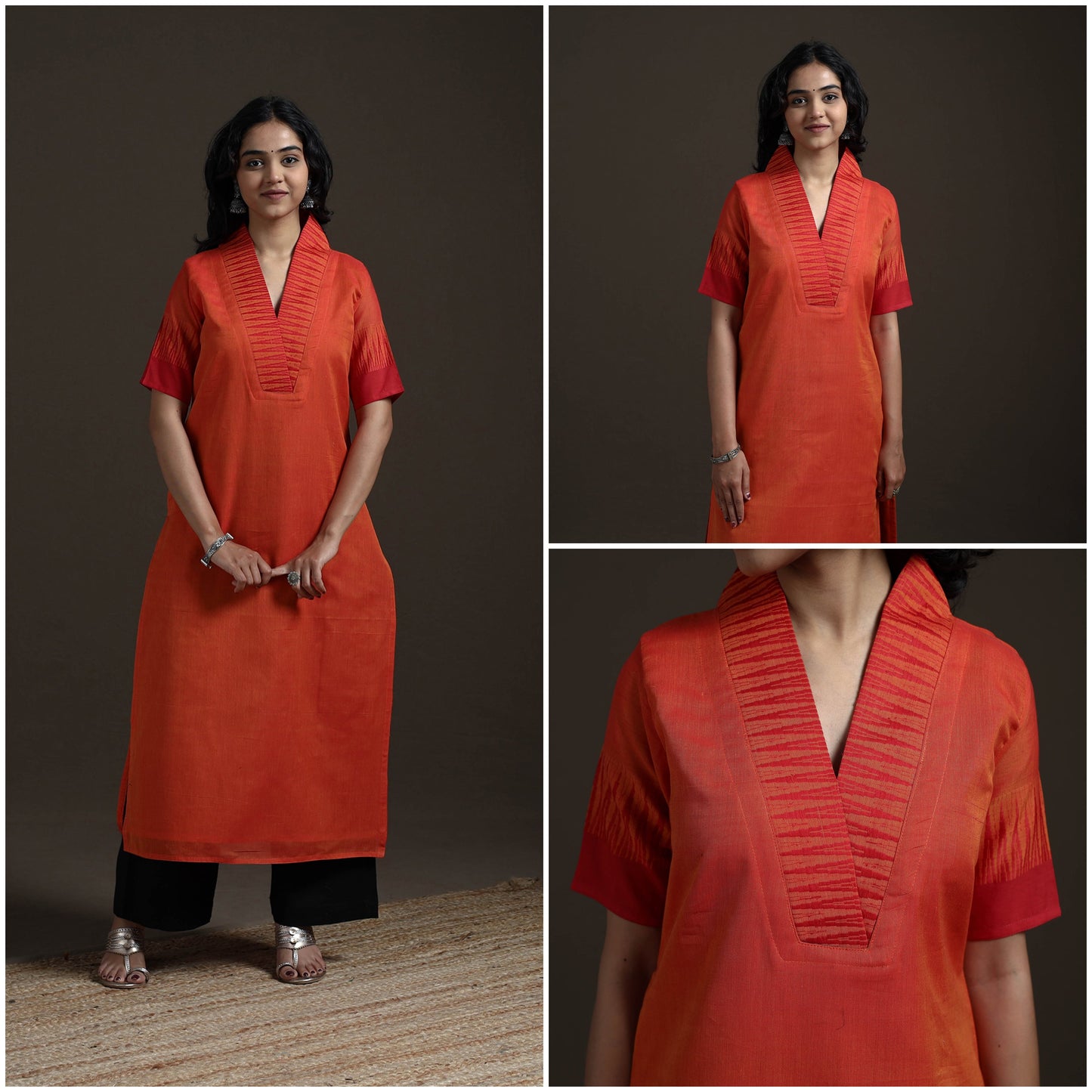 Straight cotton dharwad kurta for women 03 - handcrafted