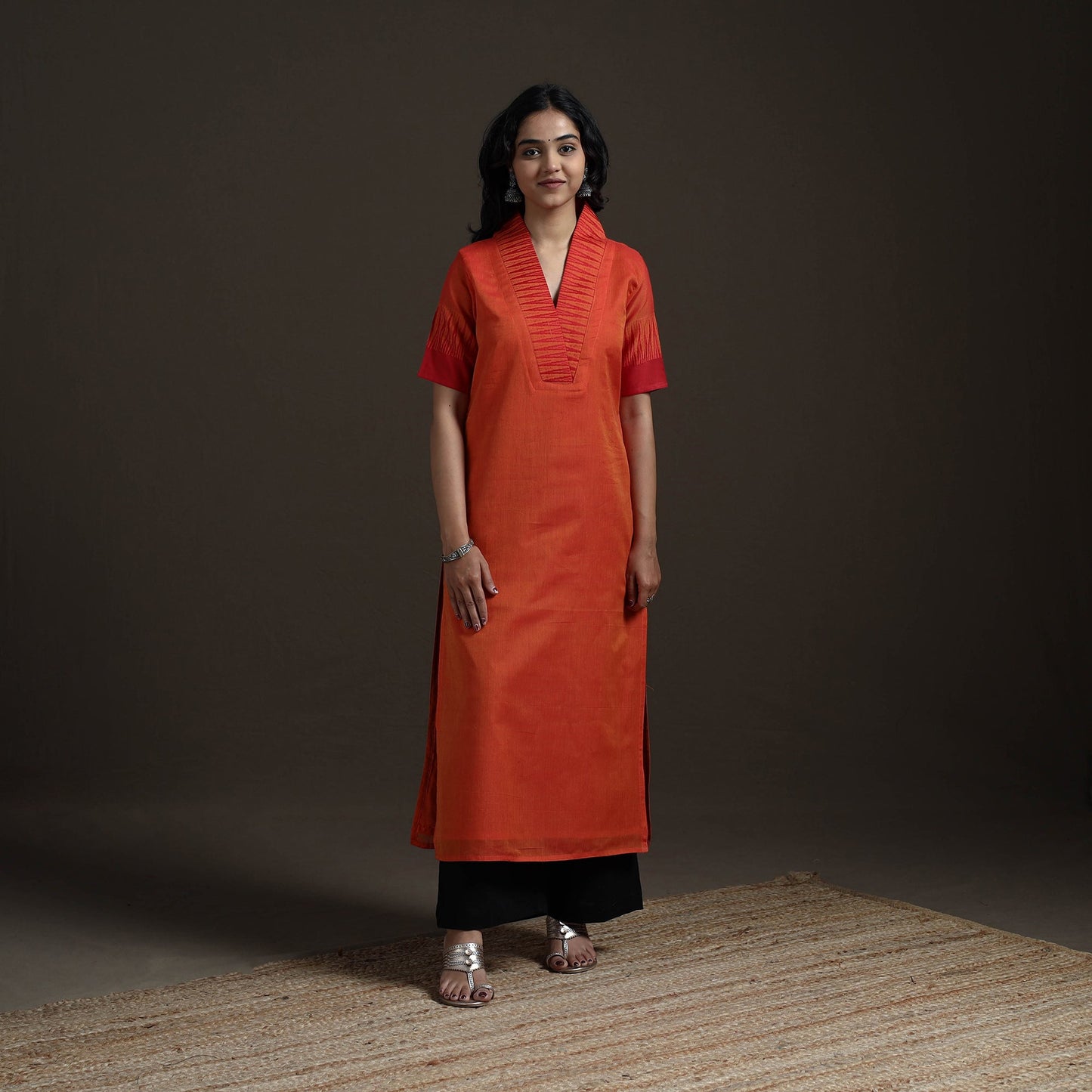 Straight cotton dharwad kurta for women 03 - handcrafted
