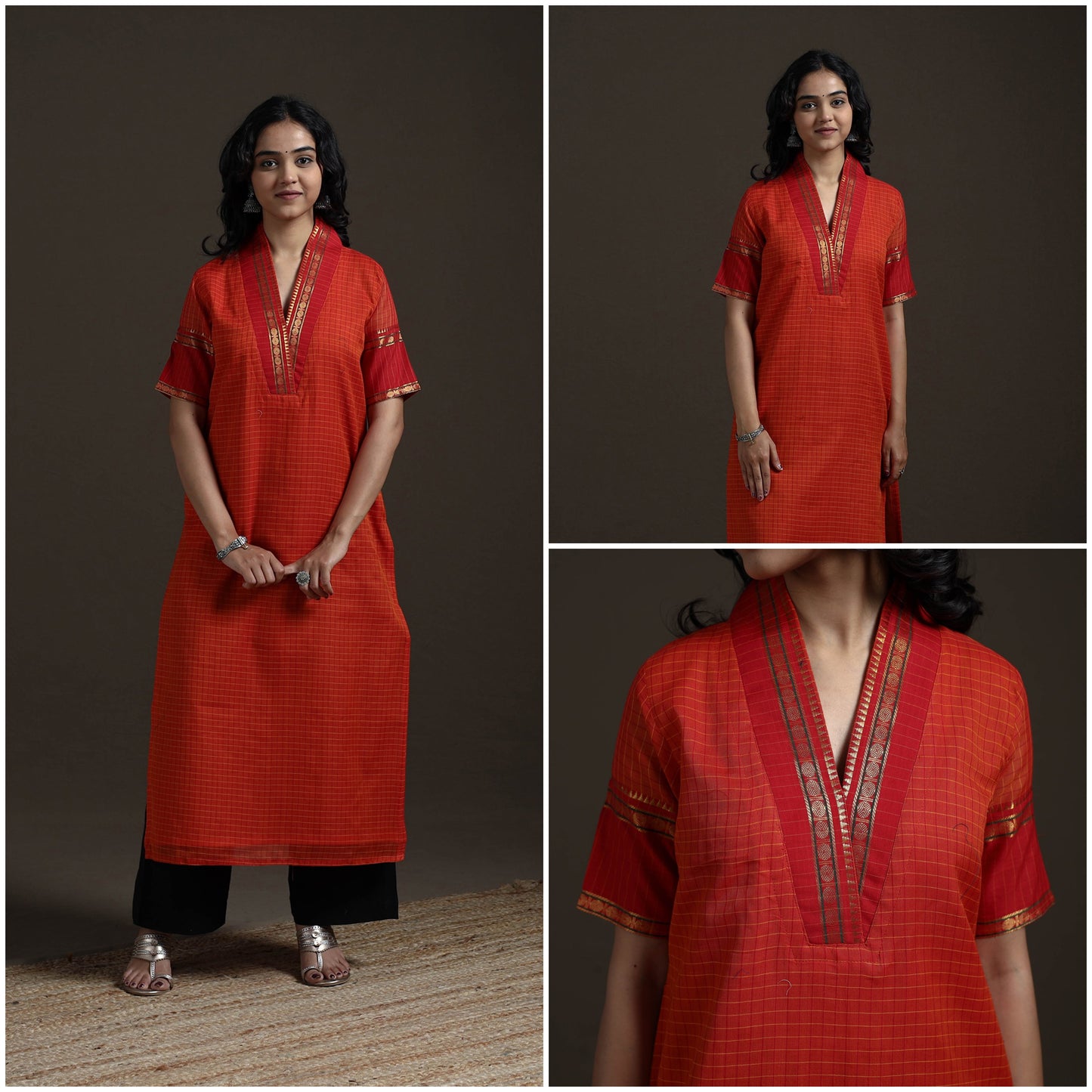 Straight cotton dharwad kurta for women 05 - handcrafted
