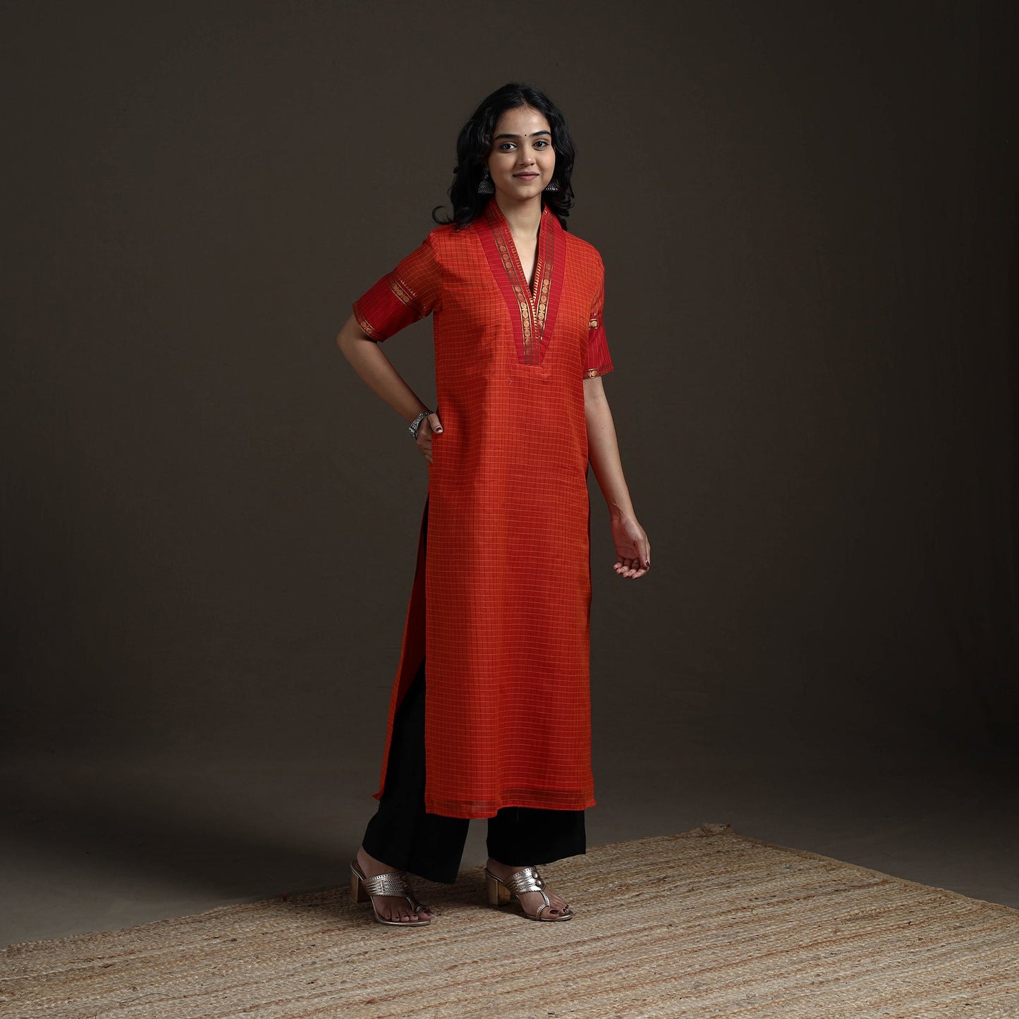 Straight cotton dharwad kurta for women 05 - handcrafted