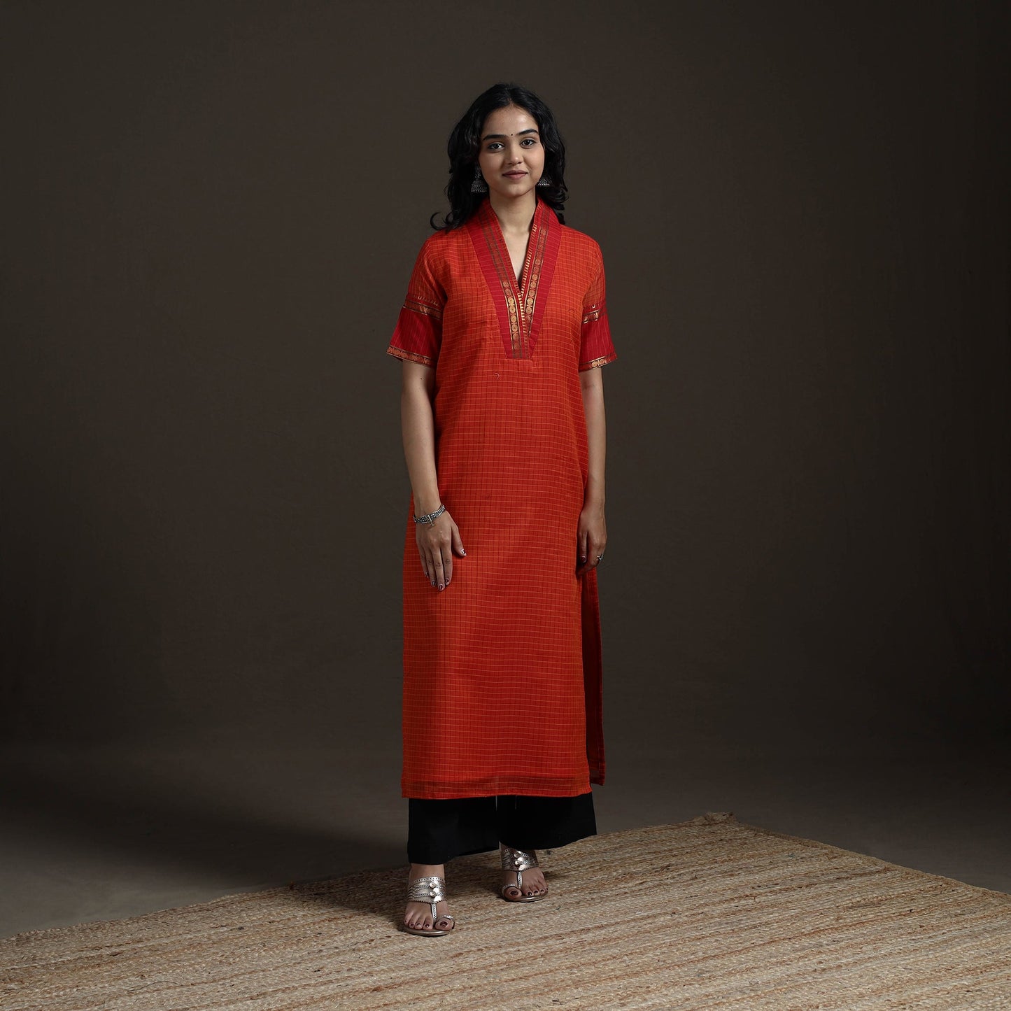 Straight cotton dharwad kurta for women 05 - handcrafted