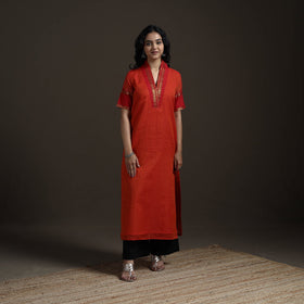 Straight cotton dharwad kurta for women 05 - handcrafted