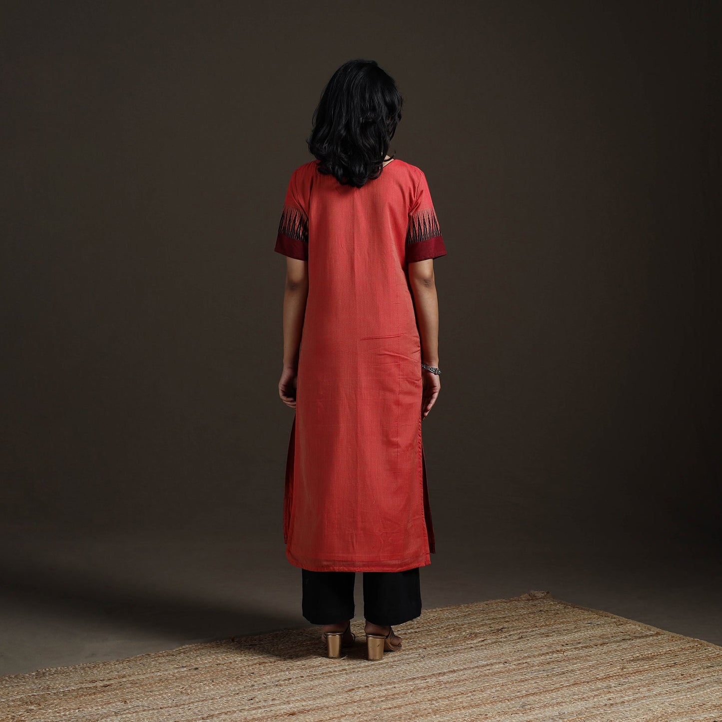 Straight cotton dharwad kurta for women 10 - handcrafted