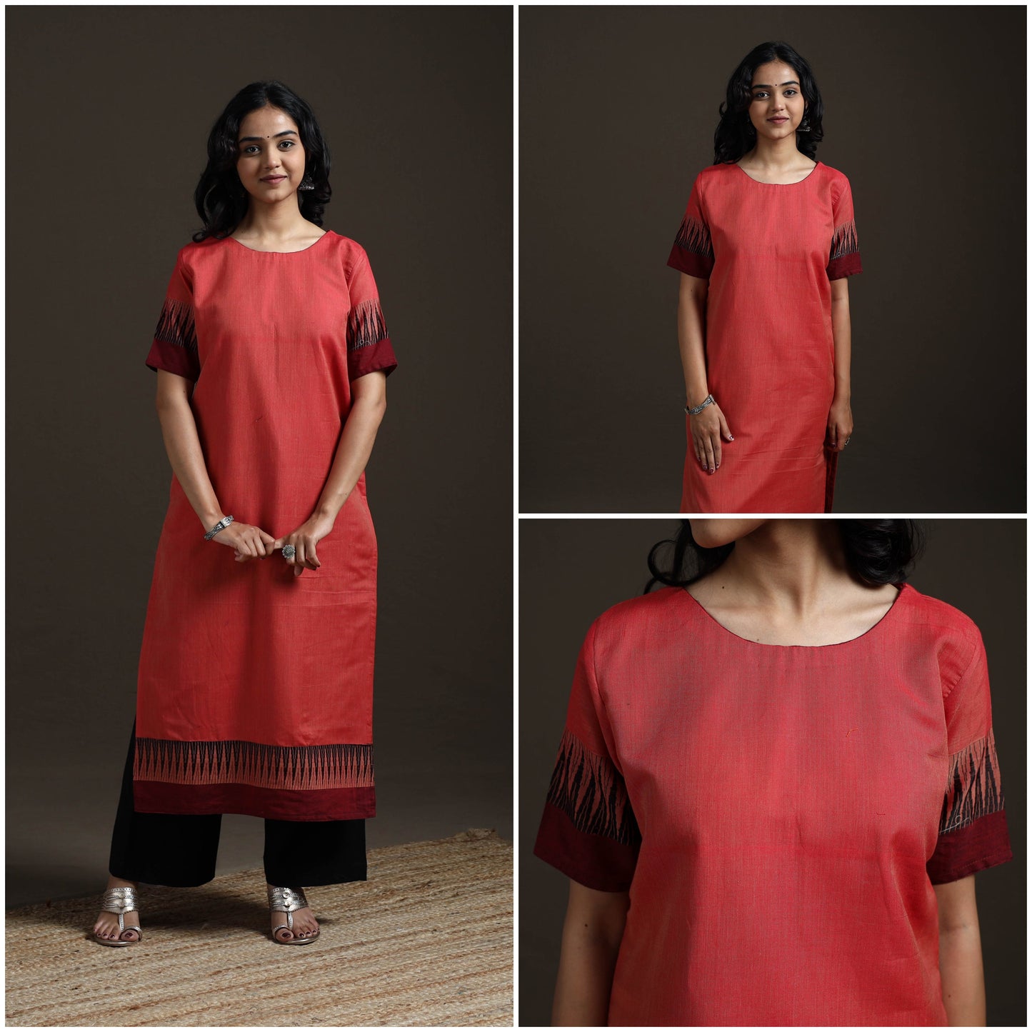 Straight cotton dharwad kurta for women 10 - handcrafted