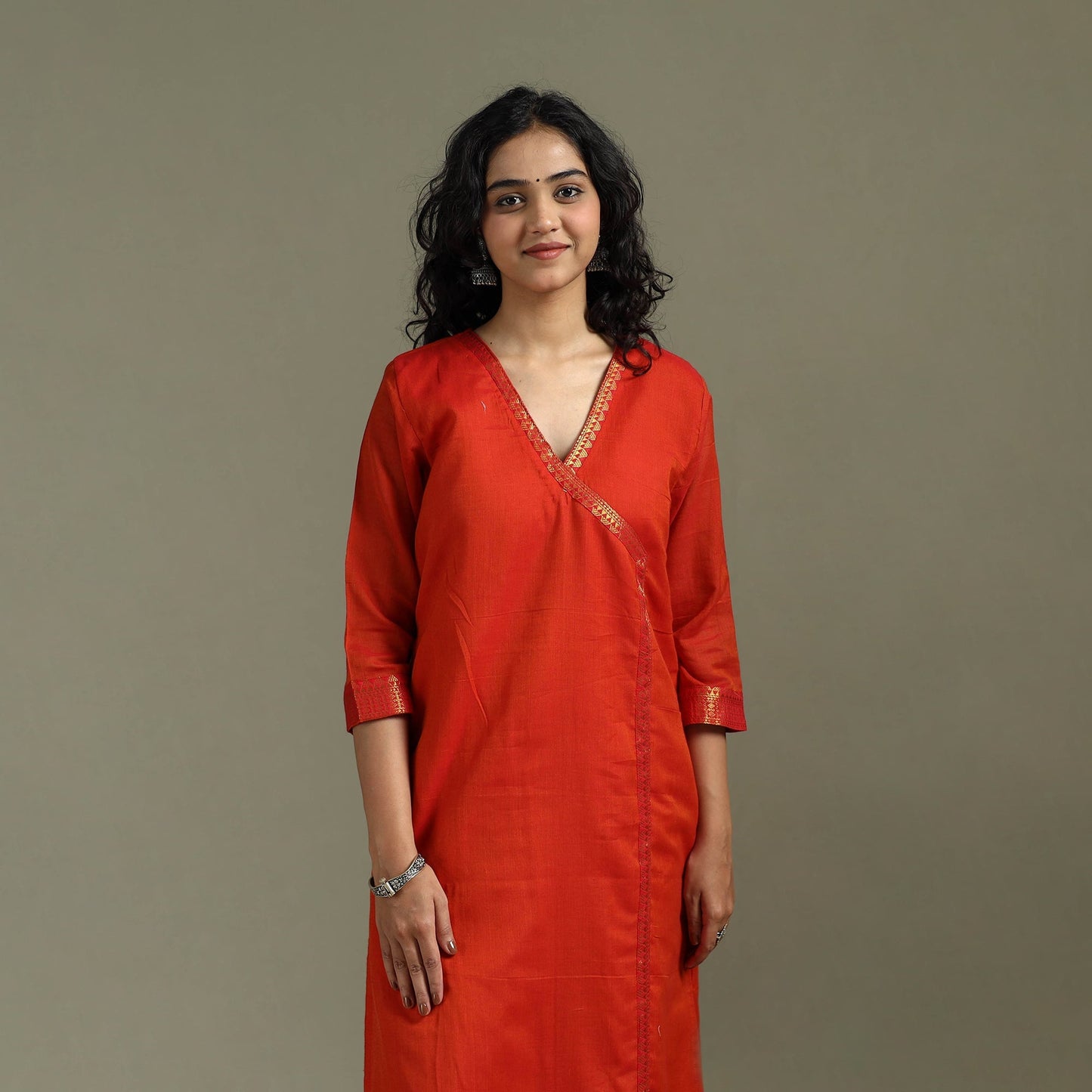 Straight cotton dharwad kurta for women 32 - handcrafted