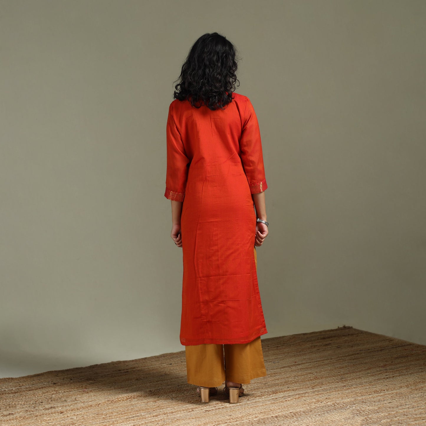 Straight cotton dharwad kurta for women 32 - handcrafted