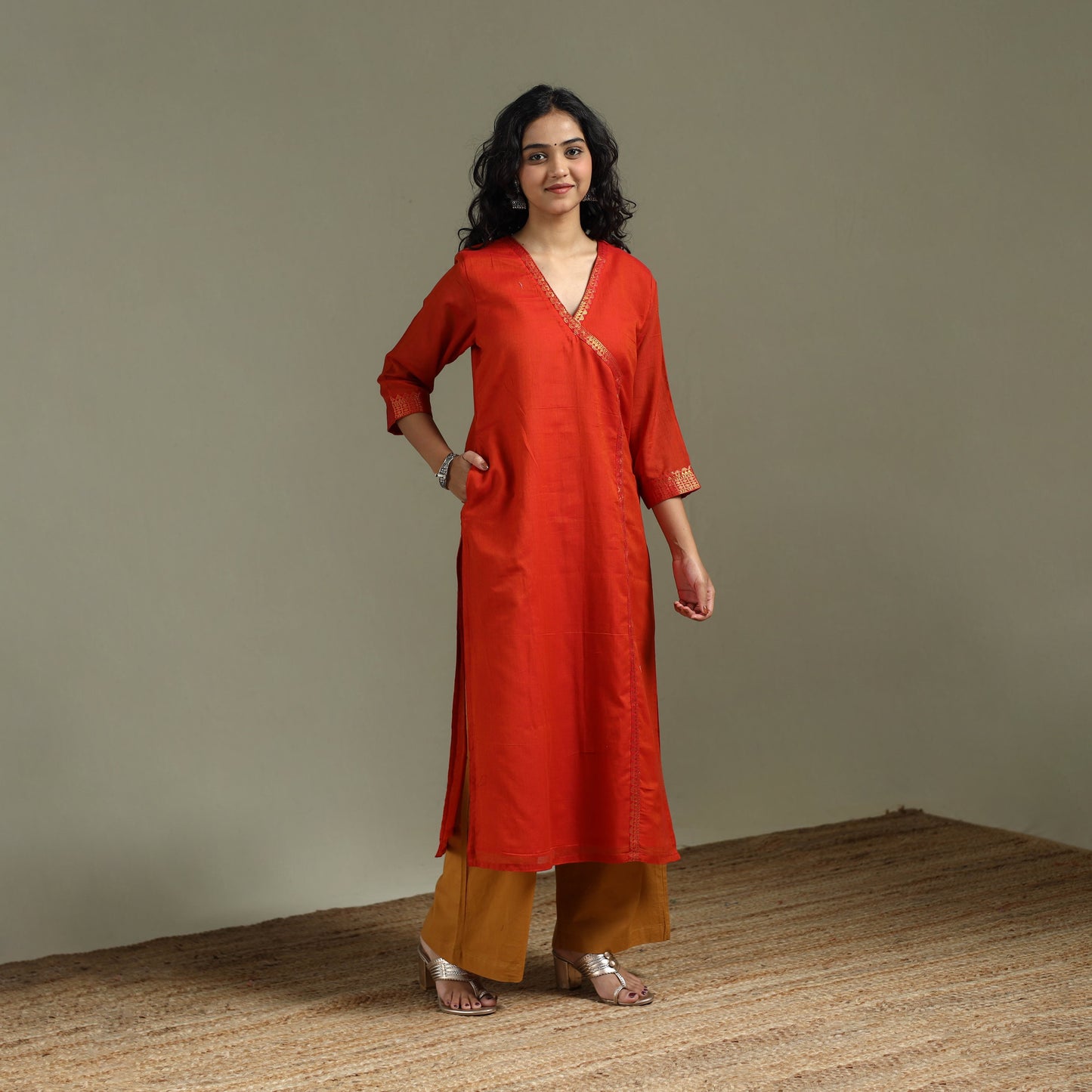 Straight cotton dharwad kurta for women 32 - handcrafted