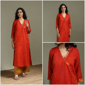 Straight cotton dharwad kurta for women 32 - handcrafted