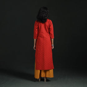 Straight cotton jacquard kurta for women 01 - handcrafted