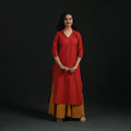 Straight cotton jacquard kurta for women 01 - handcrafted