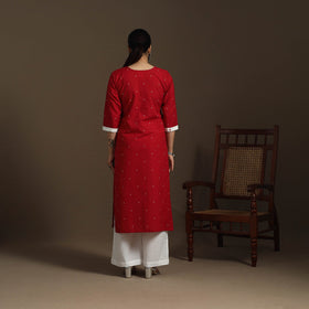 Straight cotton patchwork jacquard kurta for women 14