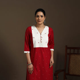 Straight cotton patchwork jacquard kurta for women 14