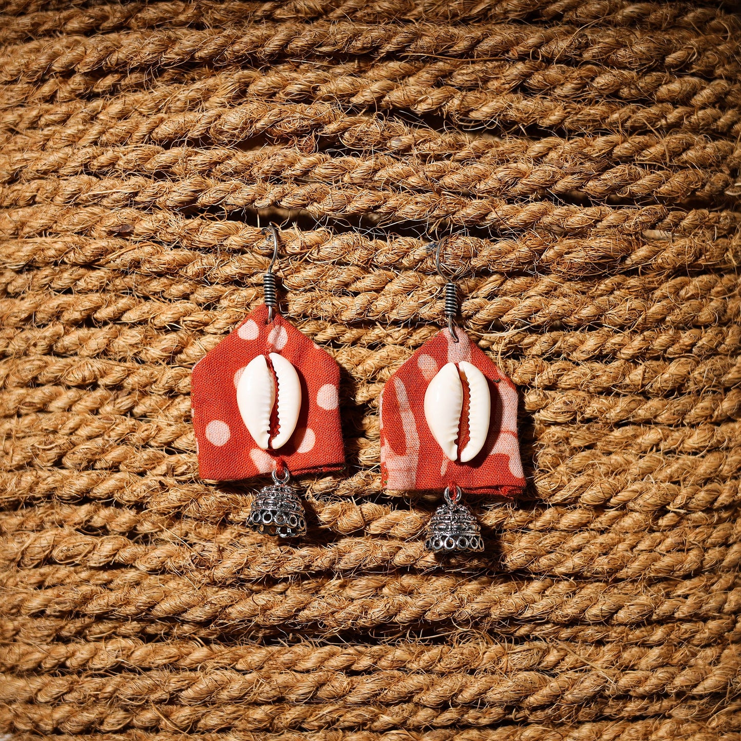 Tahira Handcrafted GS & Shell Work Fabart Earrings