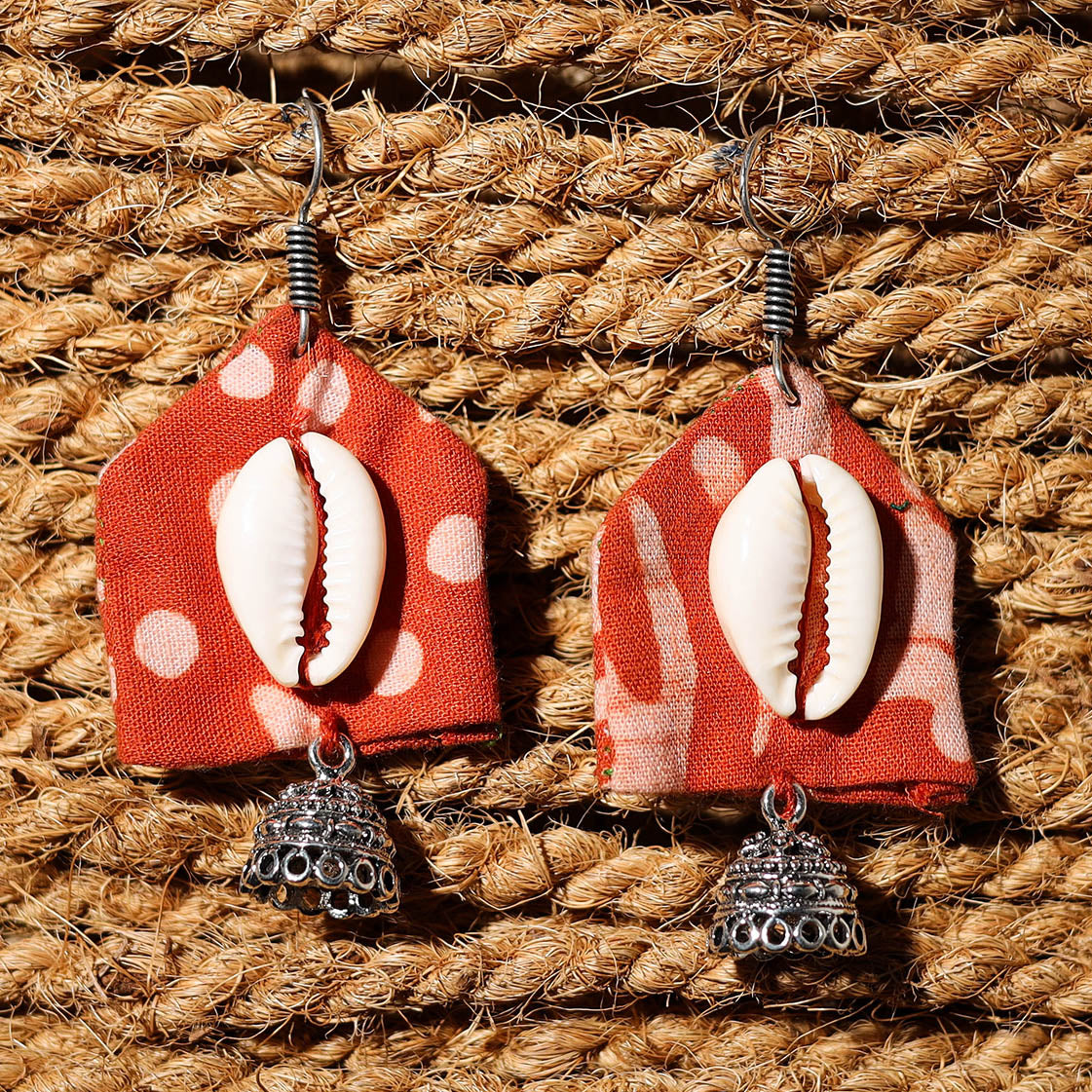 Tahira Handcrafted GS & Shell Work Fabart Earrings