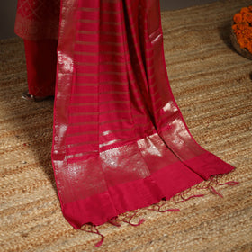 Red - tanchoi silk cotton banarasi kurta set for women (set