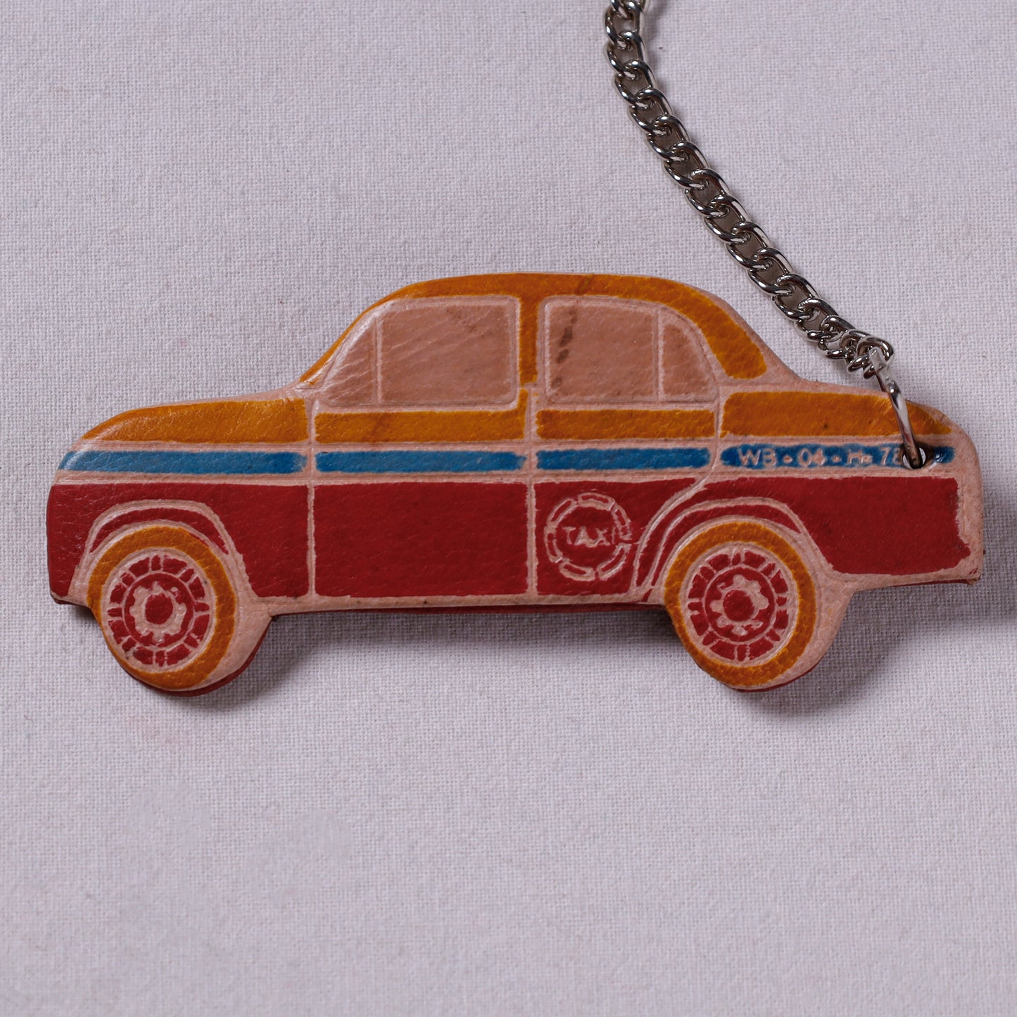 Red Handcrafted Leather Keychain