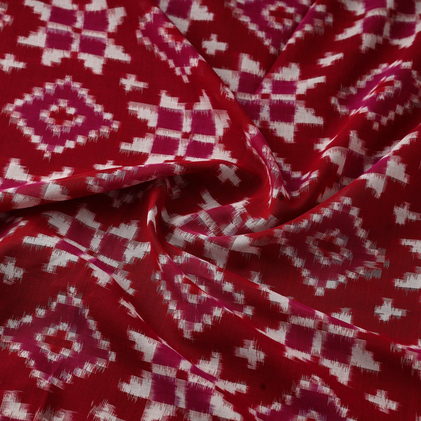 Red - telia rumal handloom cotton pochampally double ikat