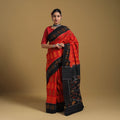 Red Telia Rumal Handloom Cotton Pochampally Double Ikat Saree