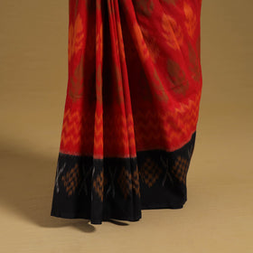 Red Telia Rumal Handloom Cotton Pochampally Double Ikat Saree