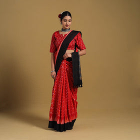 Red Telia Rumal Handloom Cotton Pochampally Double Ikat Saree