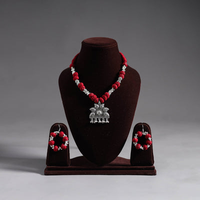 Buy Thread Beads Handmade German Silver Necklace Set