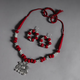 Buy Thread Beads Handmade German Silver Necklace Set