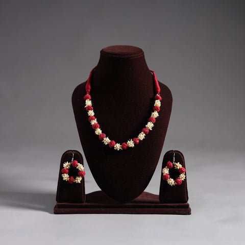 Buy Red Thread Beads Handmade Necklace Set