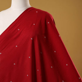 Red - thread buti cotton plain fabric 04 - handcrafted
