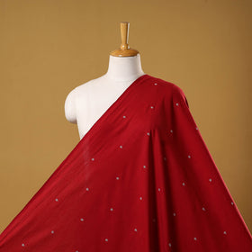 Red - thread buti cotton plain fabric 04 - handcrafted