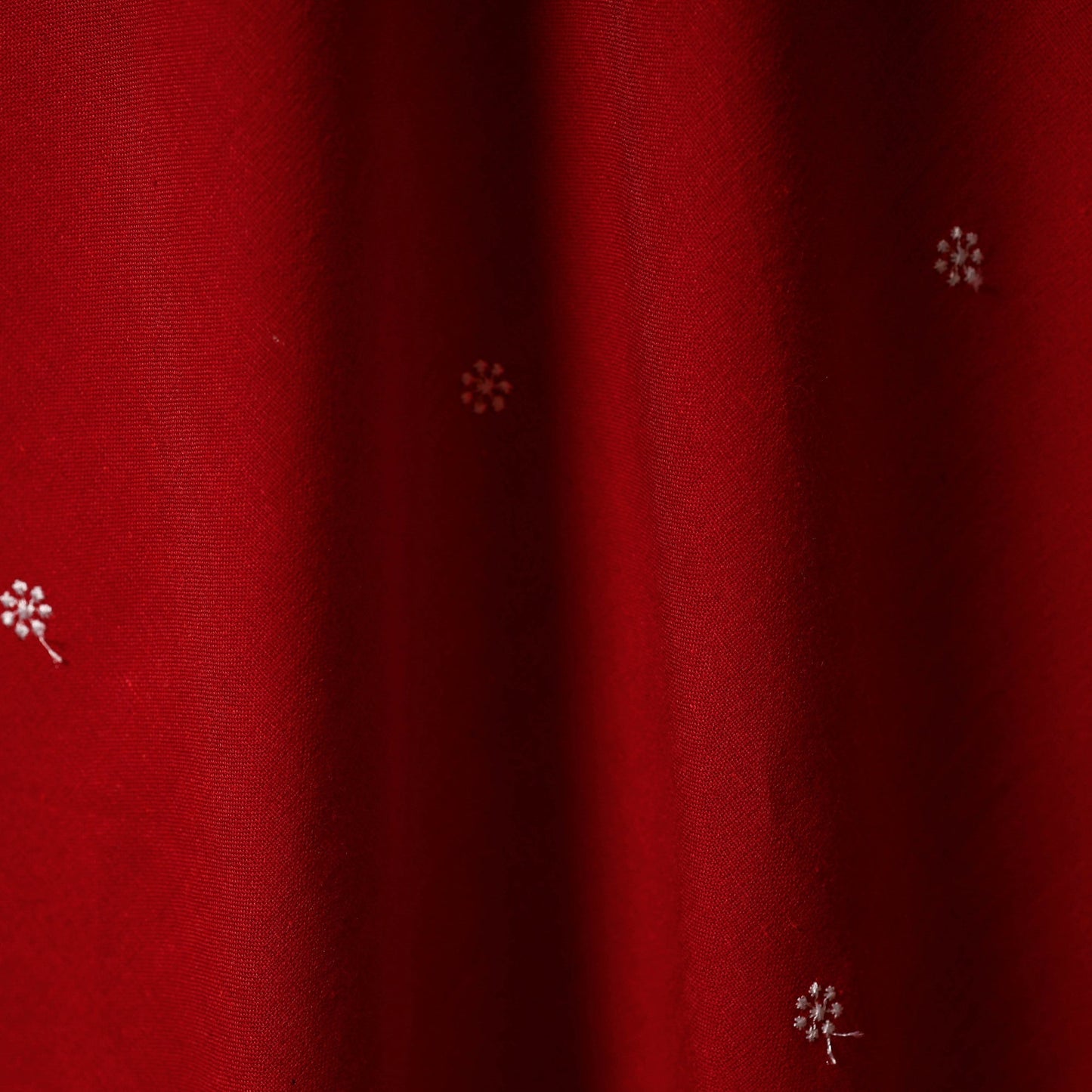 Red - thread buti cotton plain fabric 04 - handcrafted